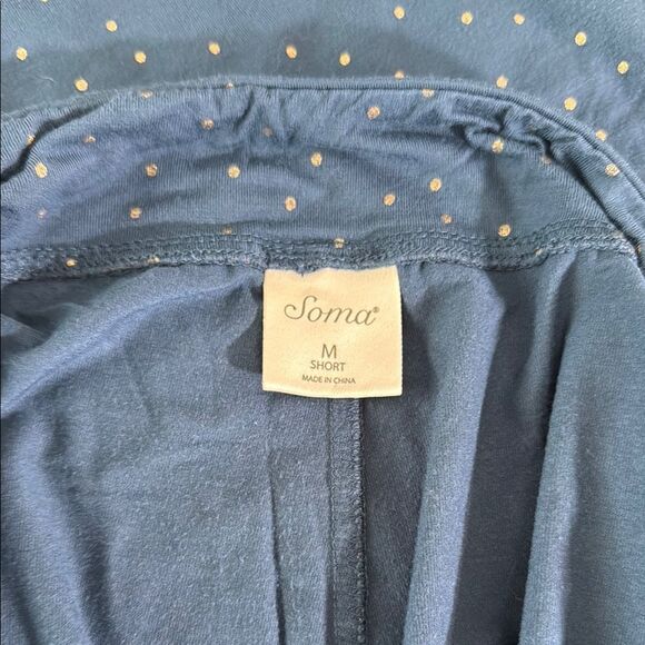 Soma Blue and Gold Polka Dot Pajama Cropped Pajama Set - Picture 2 of 6